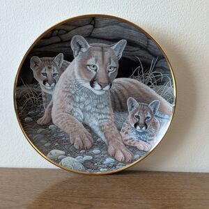 Franklin Mint National Wildlife Federation Mountain Lions Plate Michael Matherly